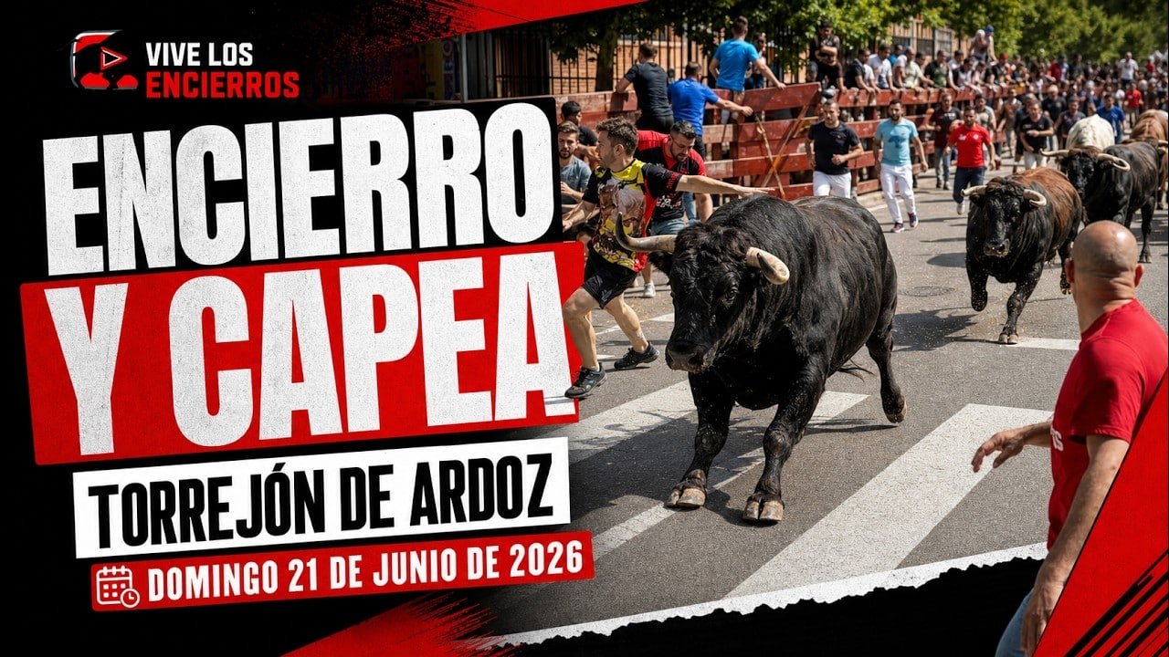 Encierro urbano en Torrejón de Ardoz 2026 - ¡ESPECTACULAR! Encierro con 6 Toros y 2 Toros de Capea en Torrejón de Ardoz