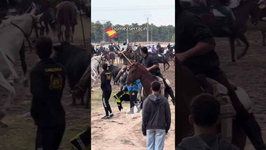 Encierro mixto en Gomezserracín 2026 - El Toro por poco alcanza al caballo