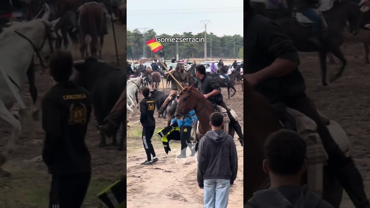 Encierro mixto en Gomezserracín 2026 - El Toro por poco alcanza al caballo